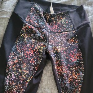 Lululemon Cropped Black and Floral Leggings